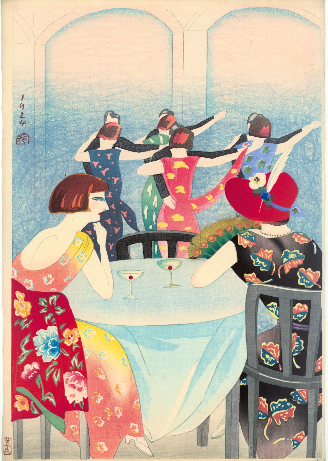 2. Yamamura Koka (1885-1942) Danse à l'hôtel New Carlton, à Shanghai, 1924, gravure sur bois 41,2 x 28, cm. Coll. Elise Wessels